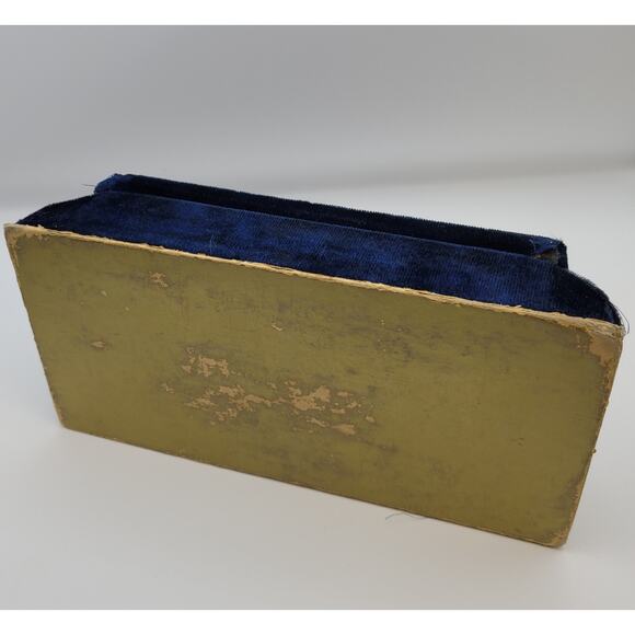 Vintage Velvet Deltah Jewelry Box Presentaion Box Blue 2 Layers Art Deco Design - Picture 7 of 16
